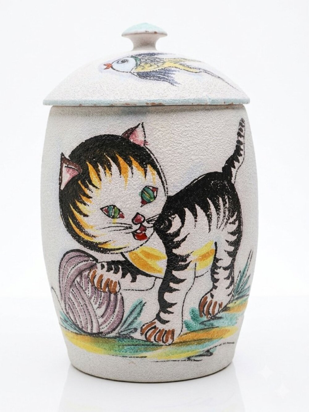 Vintage Fratelli Fanciullacci Cat Cookie Jar Italy Mid Century Modern Pottery